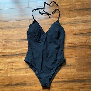 JCrew ruffle halter one-piece swimsuit